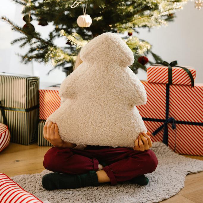 Boucle Christmas Tree Cushion | Teddy Cushion Christmas Tree