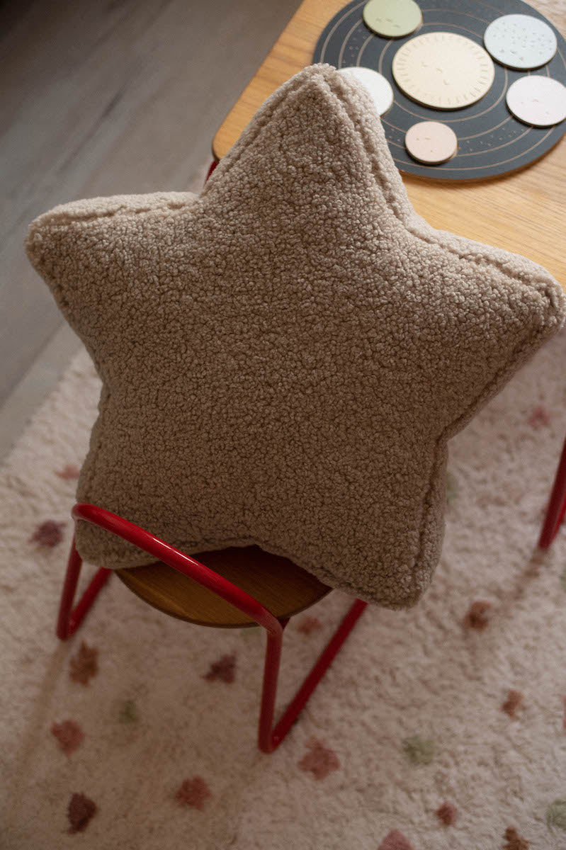 Boucle Star Cushion Mocha | Teddy Star Pillow Mocha